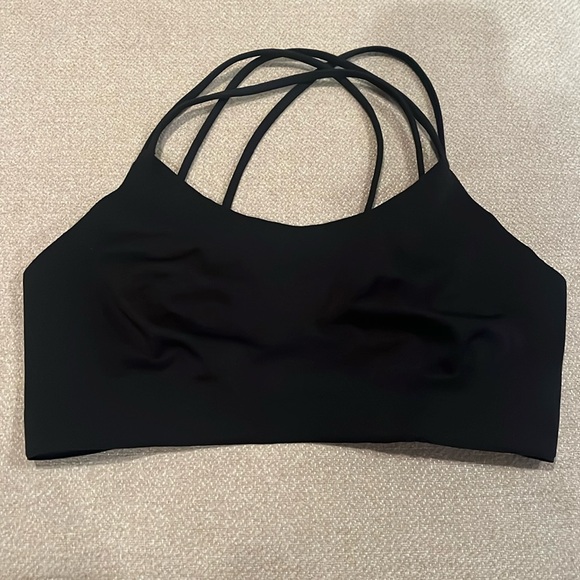 aerie Other - STRAPPY OPEN BACK TOP SPORTS BRA SZ MEDIUM BLACK GYM